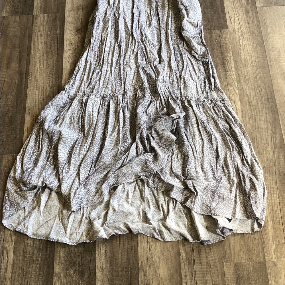 Anthropologie Anthropologie Marfa Dress Snakeskin Gray Motif Tie Wrap Midi 2 - Picture 4 of 11